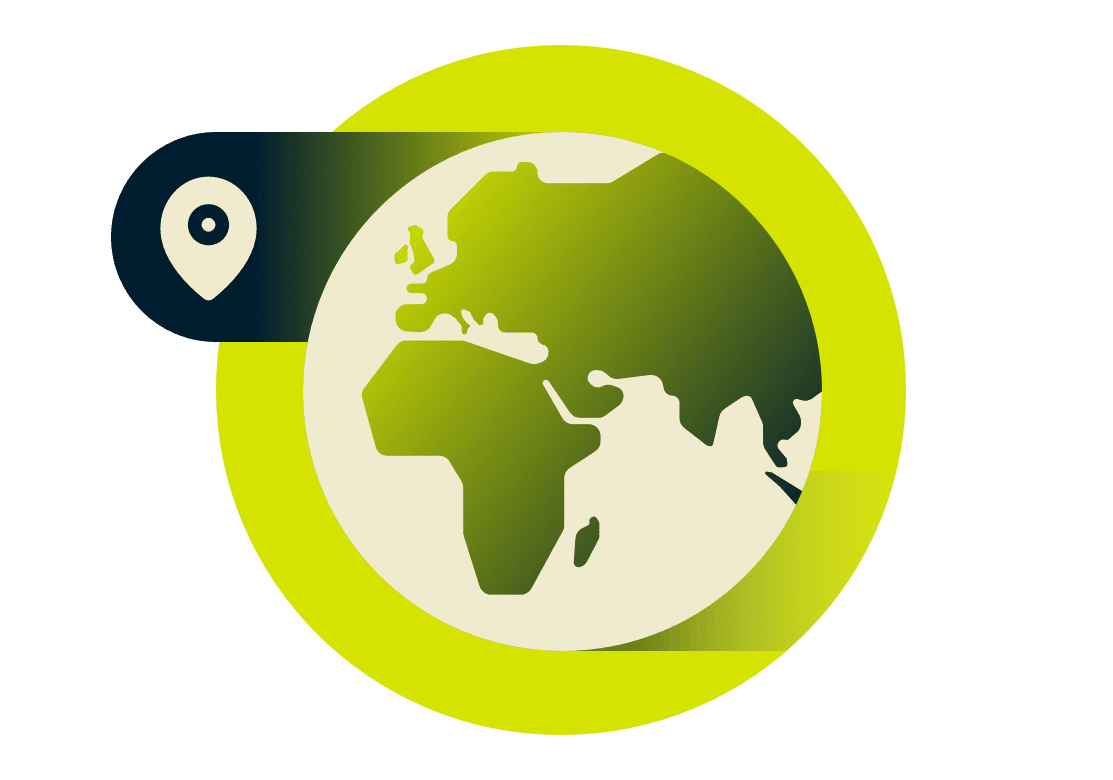 Localisations VPN sur une carte de l'Europe et de l'Afrique.